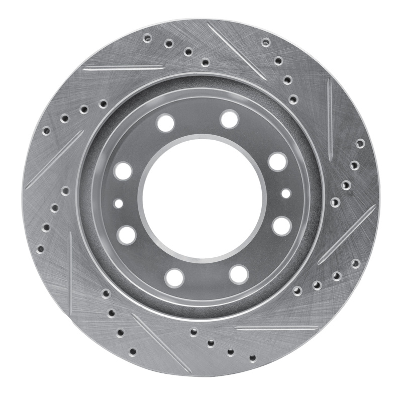 Chevrolet K3500 Brake Rotor (1) - Front Left - R1 Concepts - Drilled & Slotted - Silver - `92-`00